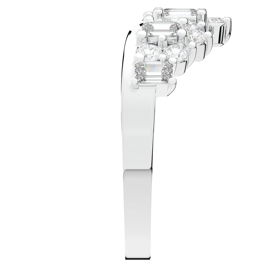 0.90CT.TW ROUND AND EMERALD CUT LAB DIAMOND CURVED WEDDING BAND - Nazarelle