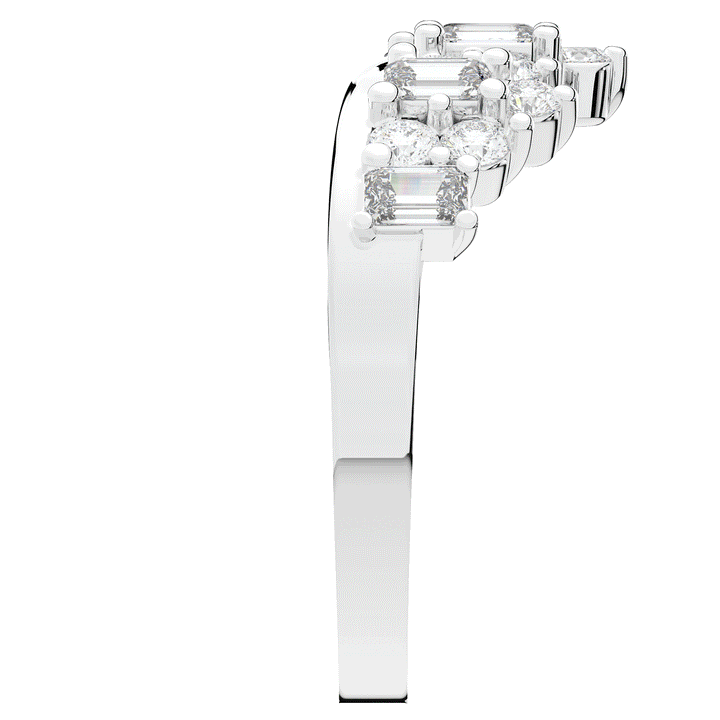 0.90CT.TW ROUND AND EMERALD CUT LAB DIAMOND CURVED WEDDING BAND - Nazarelle