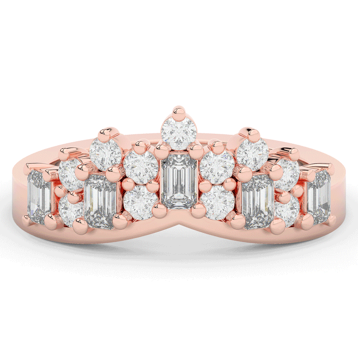 0.90CT.TW ROUND AND EMERALD CUT LAB DIAMOND CURVED WEDDING BAND - Nazarelle