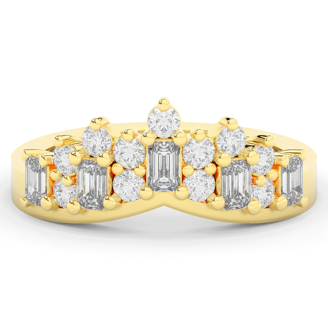 0.90CT.TW ROUND AND EMERALD CUT LAB DIAMOND CURVED WEDDING BAND - Nazarelle