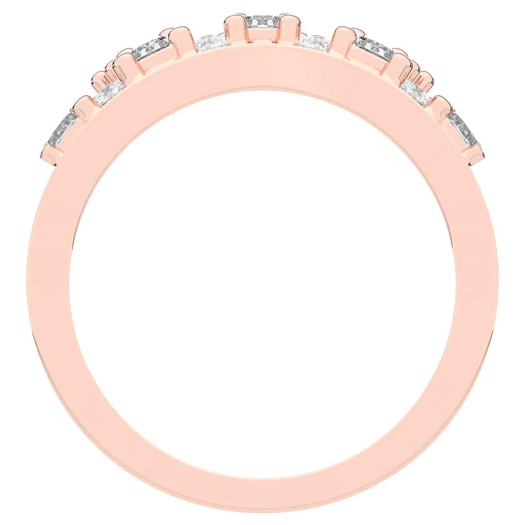 0.90CT.TW ROUND AND EMERALD CUT LAB DIAMOND CURVED WEDDING BAND - Nazarelle
