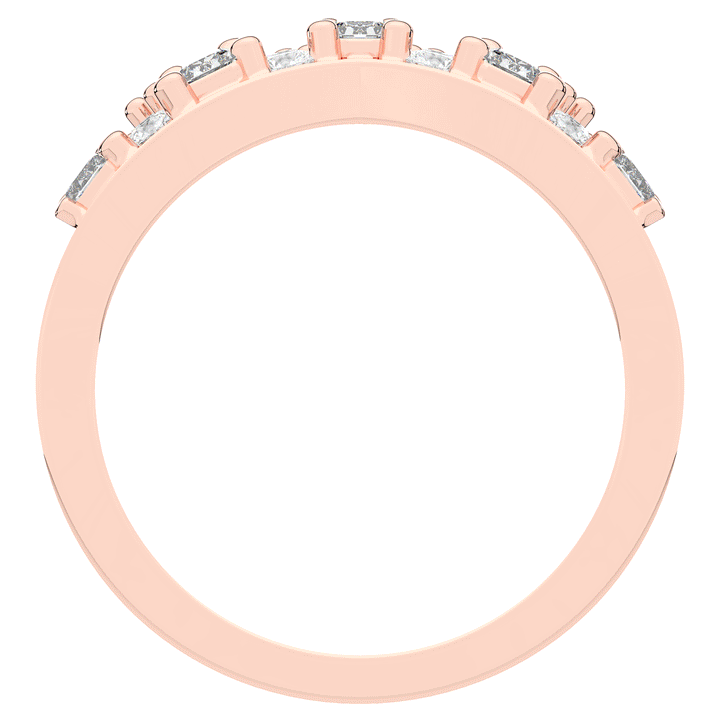 0.90CT.TW ROUND AND EMERALD CUT LAB DIAMOND CURVED WEDDING BAND - Nazarelle