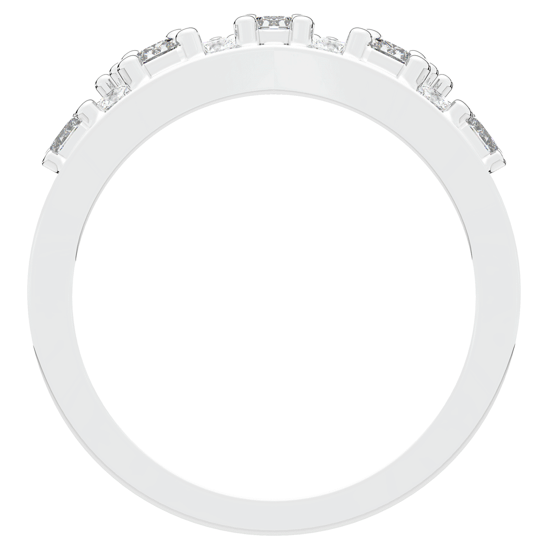 0.90CT.TW ROUND AND EMERALD CUT LAB DIAMOND CURVED WEDDING BAND - Nazarelle