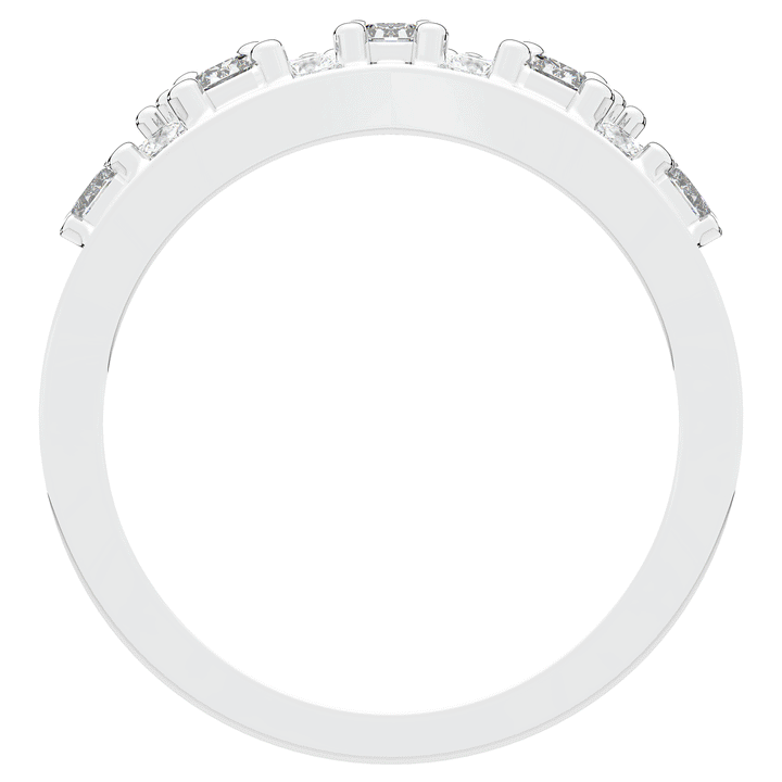 0.90CT.TW ROUND AND EMERALD CUT LAB DIAMOND CURVED WEDDING BAND - Nazarelle