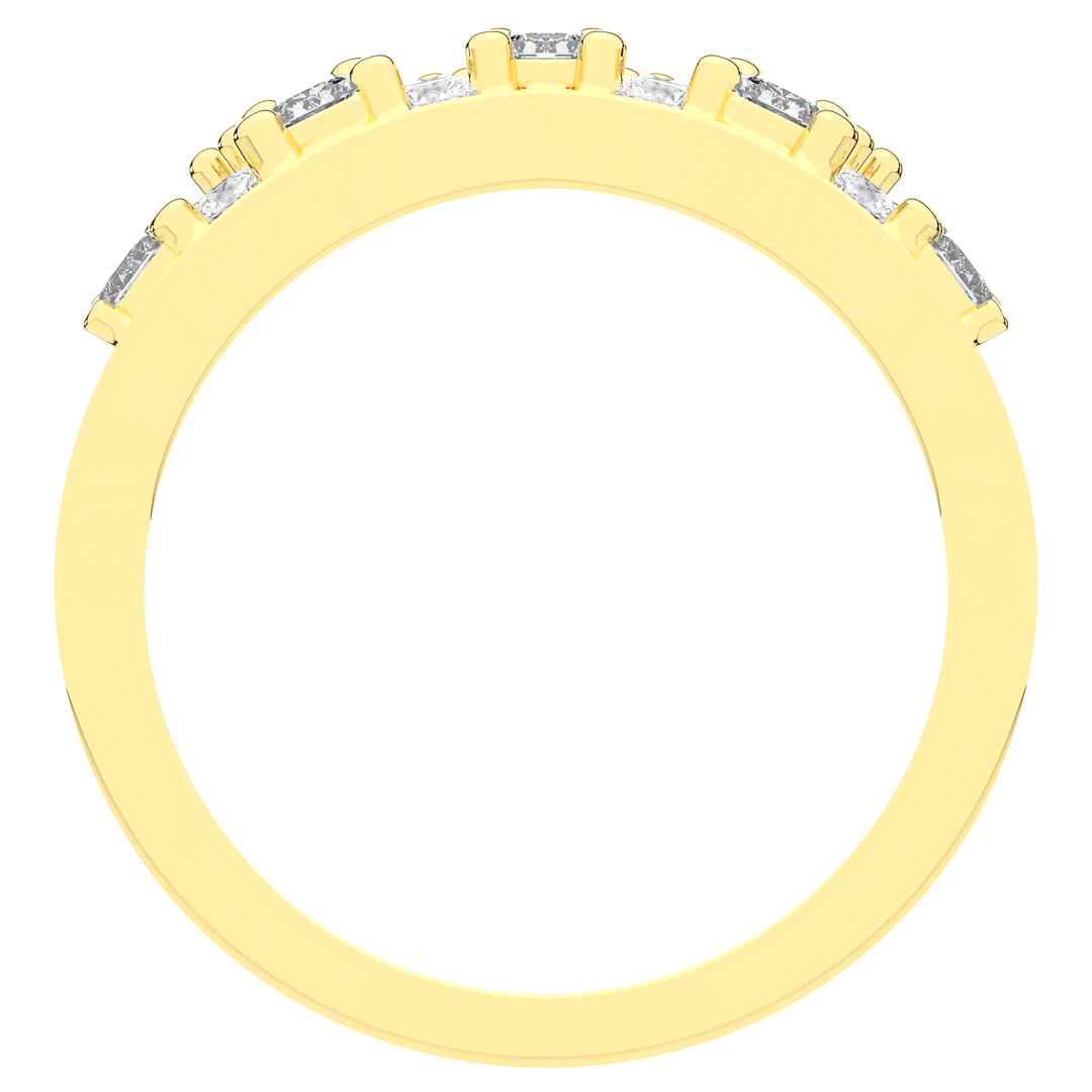 0.90CT.TW ROUND AND EMERALD CUT LAB DIAMOND CURVED WEDDING BAND - Nazarelle