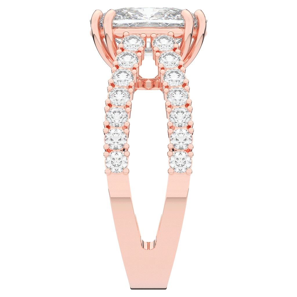 3.75CT.TW CUSHION LAB DIAMOND SPLIT BAND ENGAGEMENT RING - Nazarelle