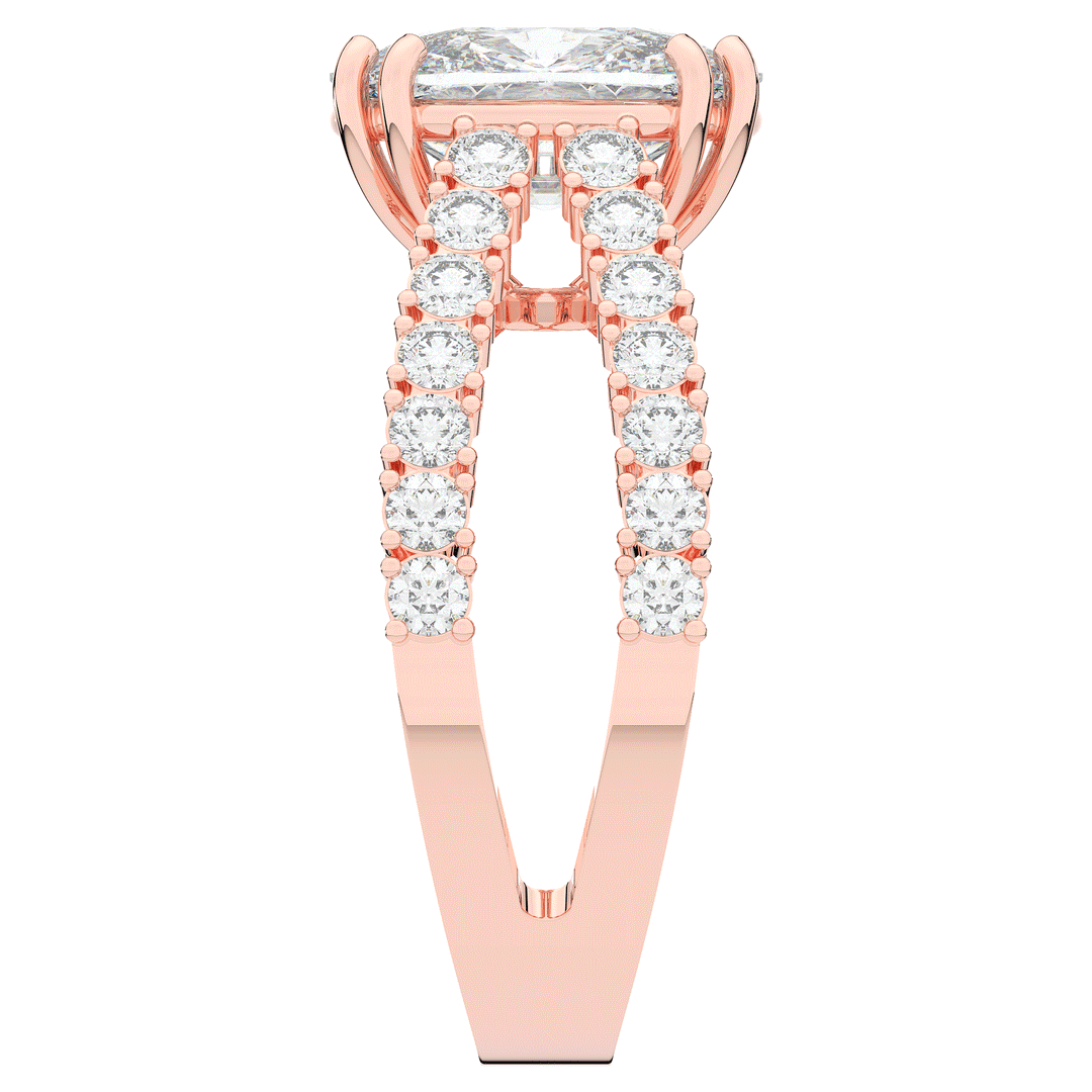 3.75CT.TW CUSHION LAB DIAMOND SPLIT BAND ENGAGEMENT RING - Nazarelle