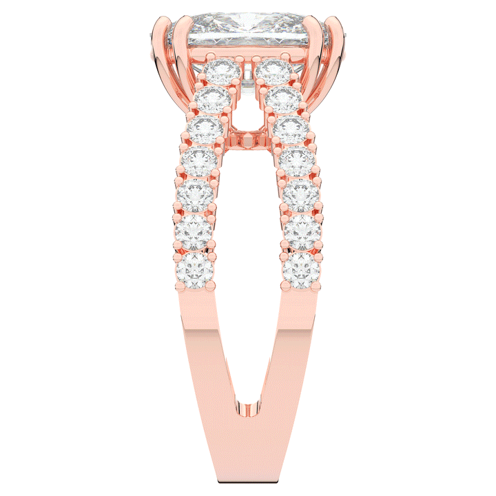 3.75CT.TW CUSHION LAB DIAMOND SPLIT BAND ENGAGEMENT RING - Nazarelle