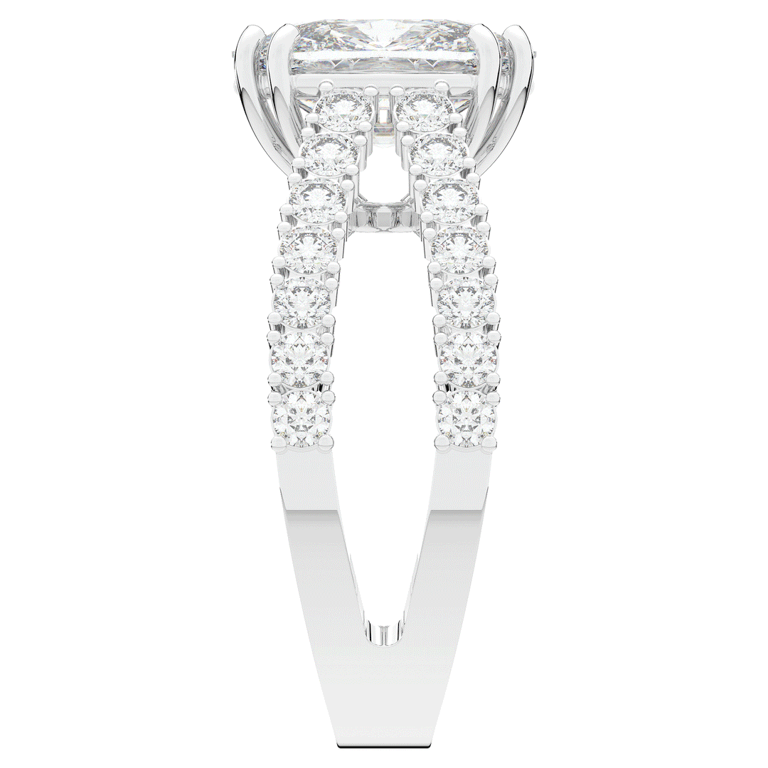 3.75CT.TW CUSHION LAB DIAMOND SPLIT BAND ENGAGEMENT RING - Nazarelle