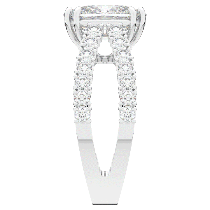 3.75CT.TW CUSHION LAB DIAMOND SPLIT BAND ENGAGEMENT RING - Nazarelle