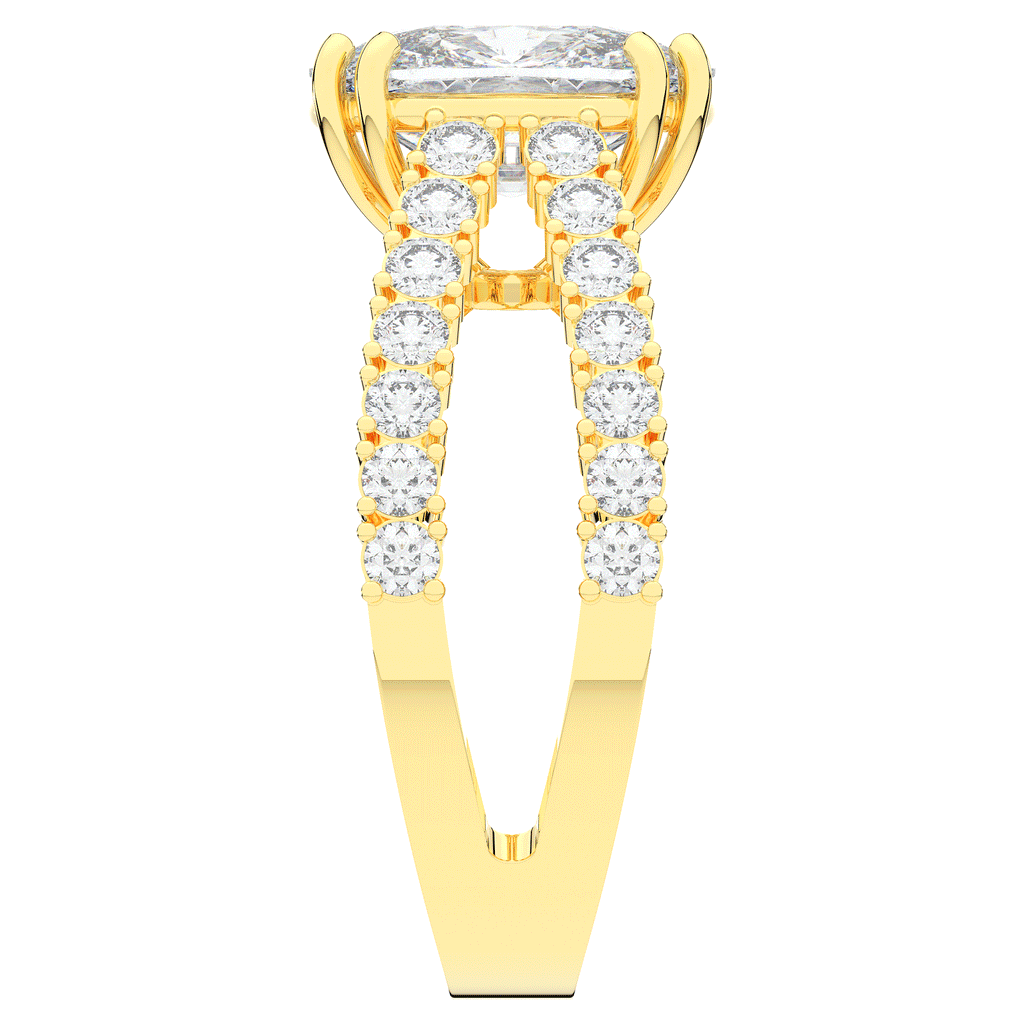 3.75CT.TW CUSHION LAB DIAMOND SPLIT BAND ENGAGEMENT RING - Nazarelle
