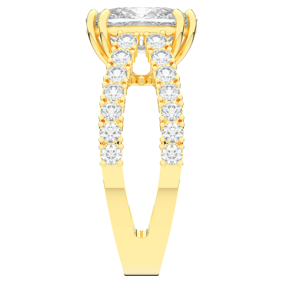 3.75CT.TW CUSHION LAB DIAMOND SPLIT BAND ENGAGEMENT RING - Nazarelle