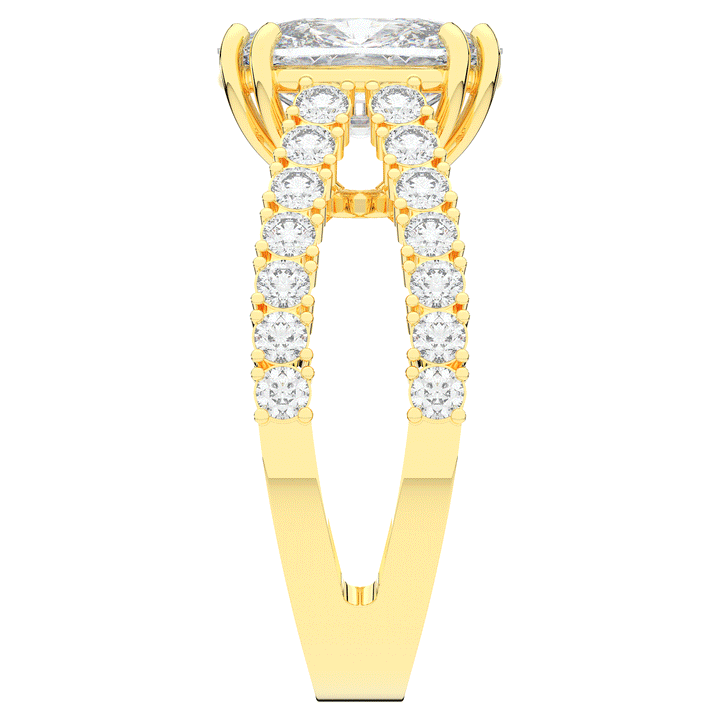 3.75CT.TW CUSHION LAB DIAMOND SPLIT BAND ENGAGEMENT RING - Nazarelle