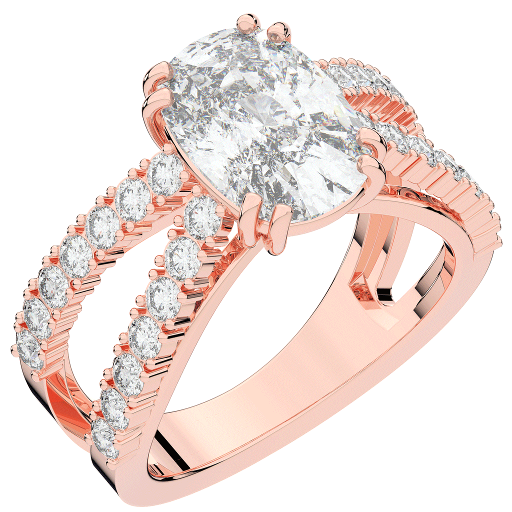 3.75CT.TW CUSHION LAB DIAMOND SPLIT BAND ENGAGEMENT RING - Nazarelle