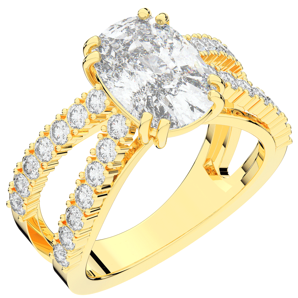3.75CT.TW CUSHION LAB DIAMOND SPLIT BAND ENGAGEMENT RING - Nazarelle