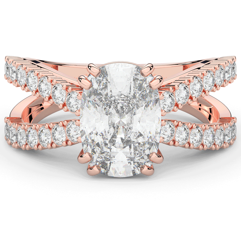 3.75CT.TW CUSHION LAB DIAMOND SPLIT BAND ENGAGEMENT RING - Nazarelle