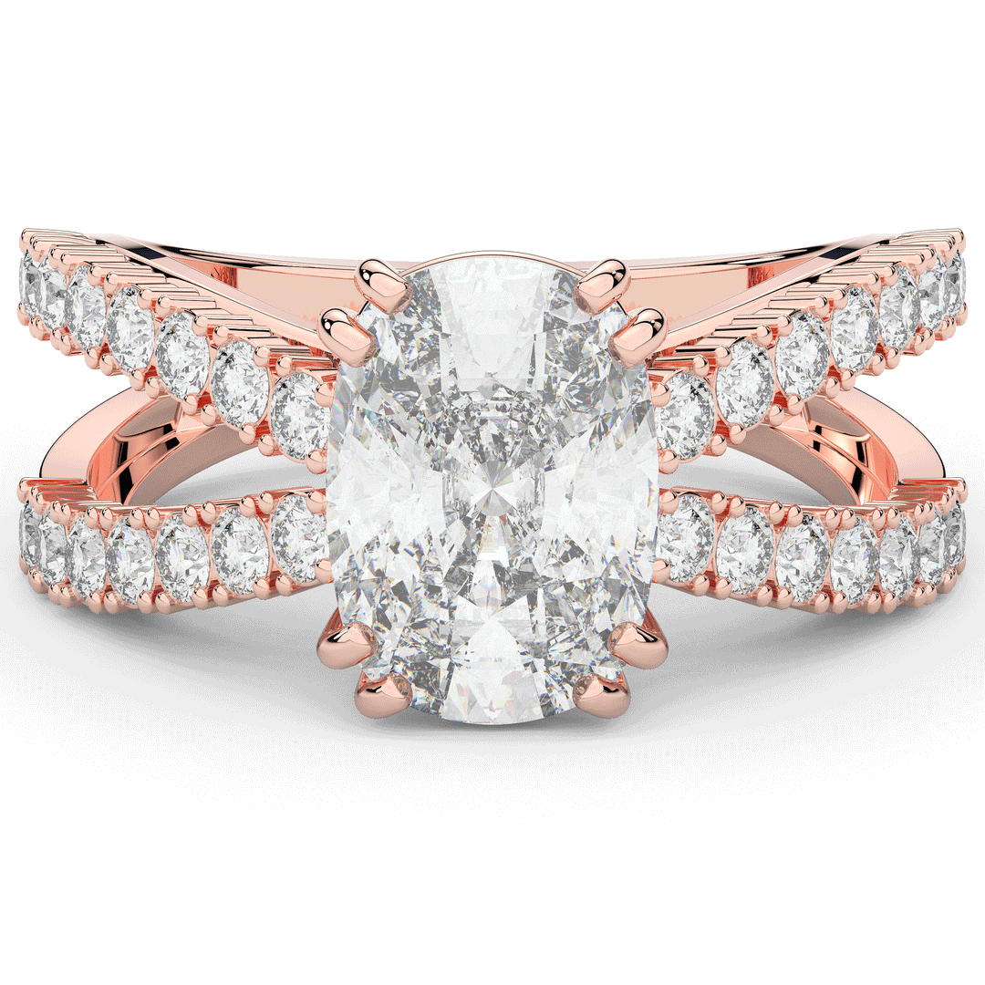 3.75CT.TW CUSHION LAB DIAMOND SPLIT BAND ENGAGEMENT RING - Nazarelle