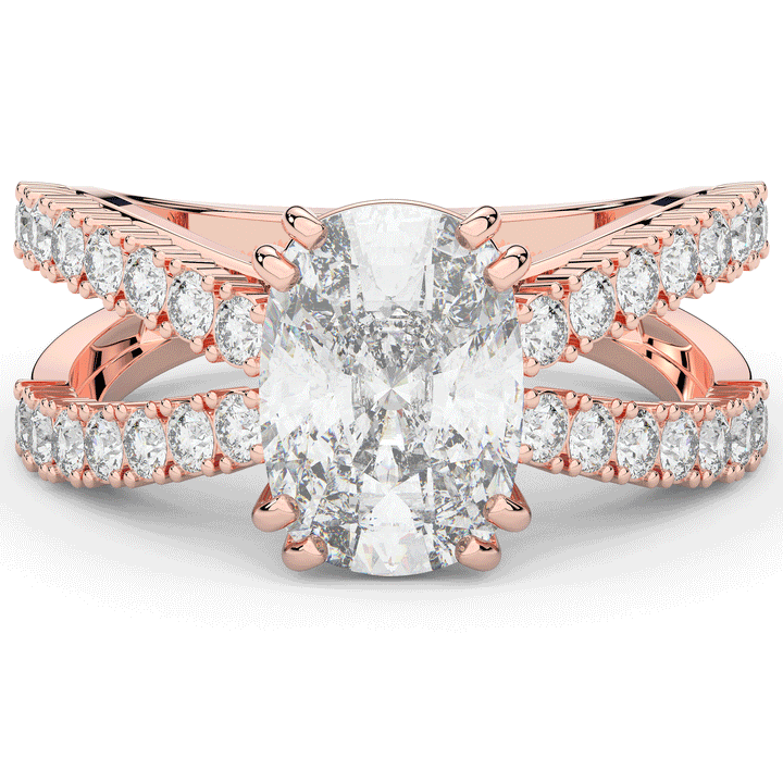 3.75CT.TW CUSHION LAB DIAMOND SPLIT BAND ENGAGEMENT RING - Nazarelle