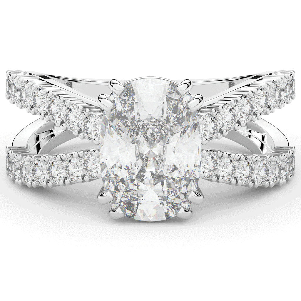 3.75CT.TW CUSHION LAB DIAMOND SPLIT BAND ENGAGEMENT RING - Nazarelle
