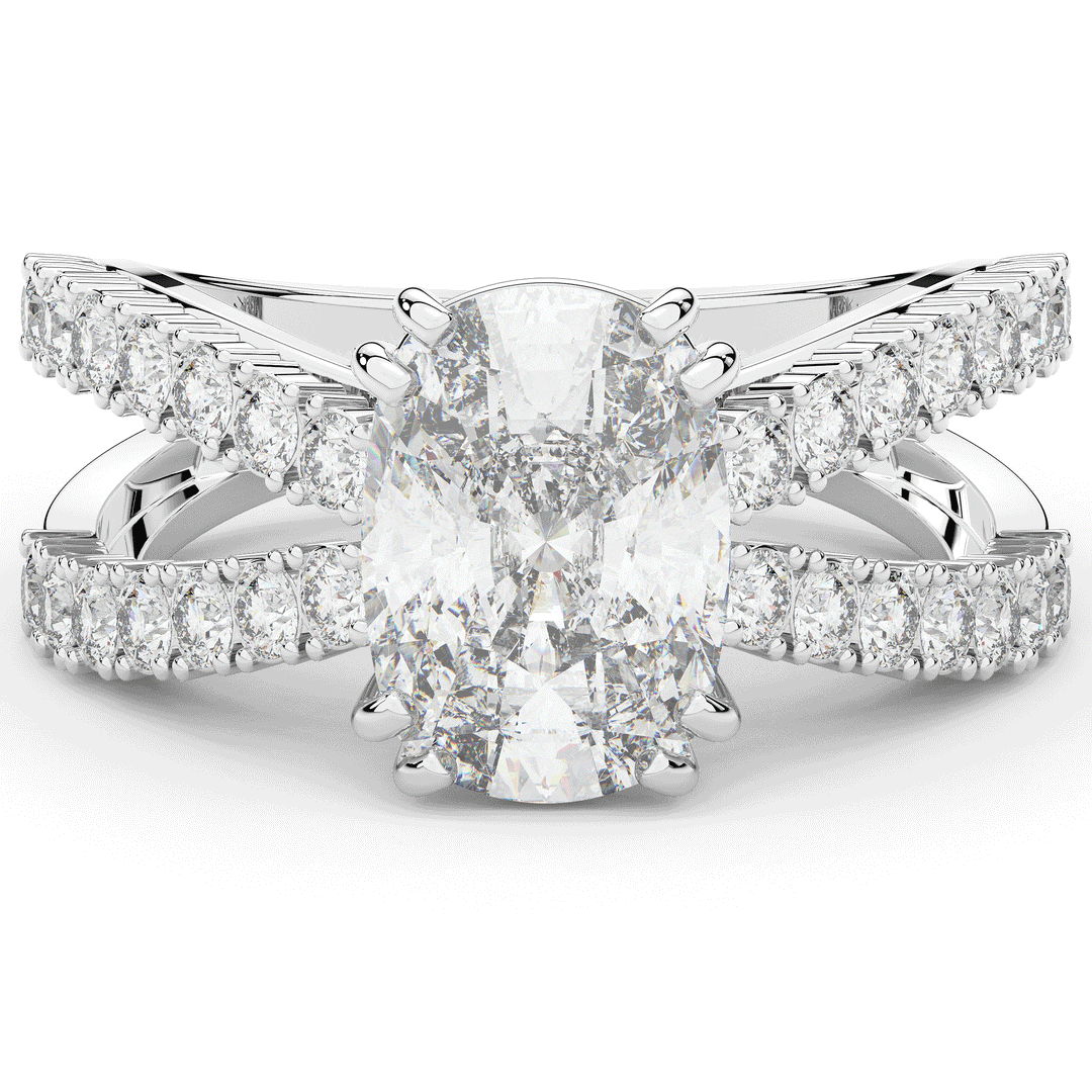 3.75CT.TW CUSHION LAB DIAMOND SPLIT BAND ENGAGEMENT RING - Nazarelle