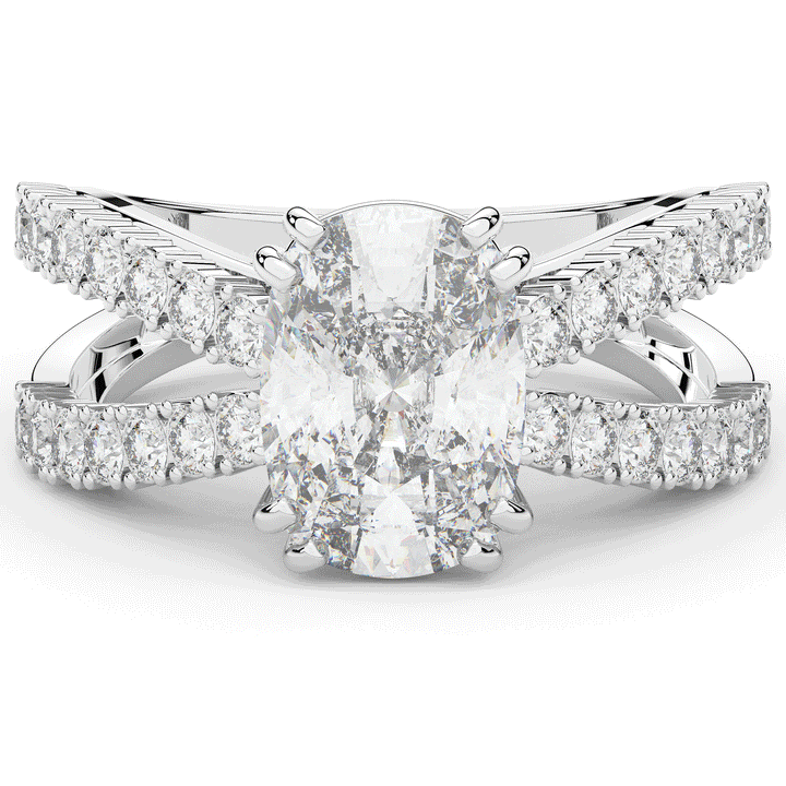 3.75CT.TW CUSHION LAB DIAMOND SPLIT BAND ENGAGEMENT RING - Nazarelle