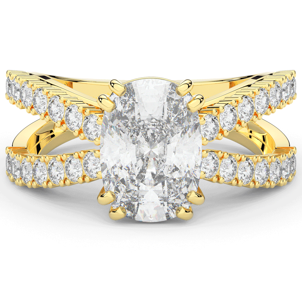 3.75CT.TW CUSHION LAB DIAMOND SPLIT BAND ENGAGEMENT RING - Nazarelle