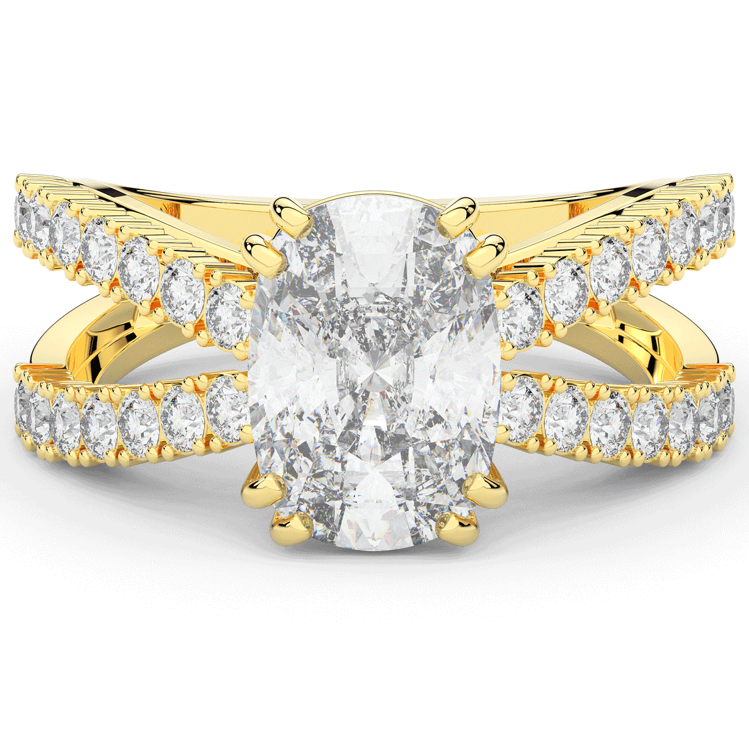 3.75CT.TW CUSHION LAB DIAMOND SPLIT BAND ENGAGEMENT RING - Nazarelle