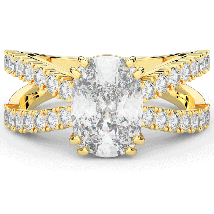 3.75CT.TW CUSHION LAB DIAMOND SPLIT BAND ENGAGEMENT RING - Nazarelle