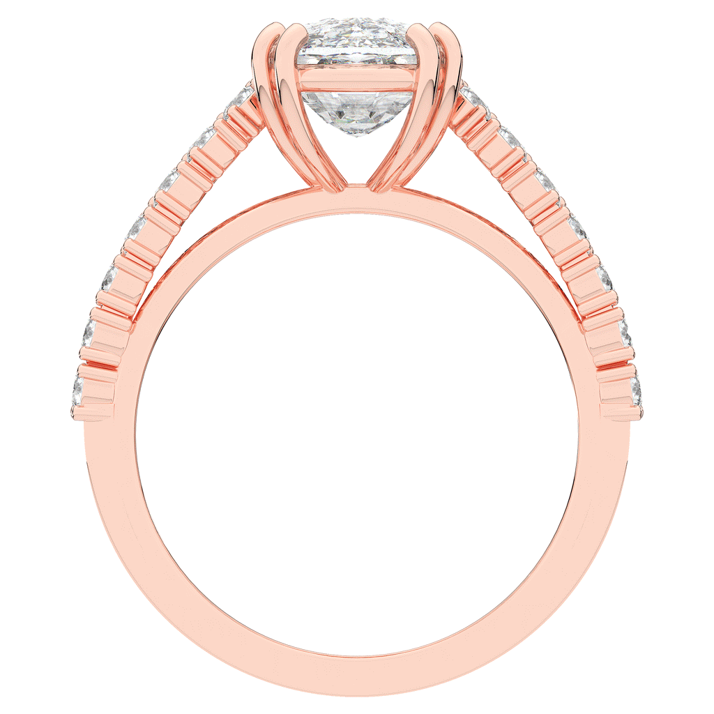3.75CT.TW CUSHION LAB DIAMOND SPLIT BAND ENGAGEMENT RING - Nazarelle