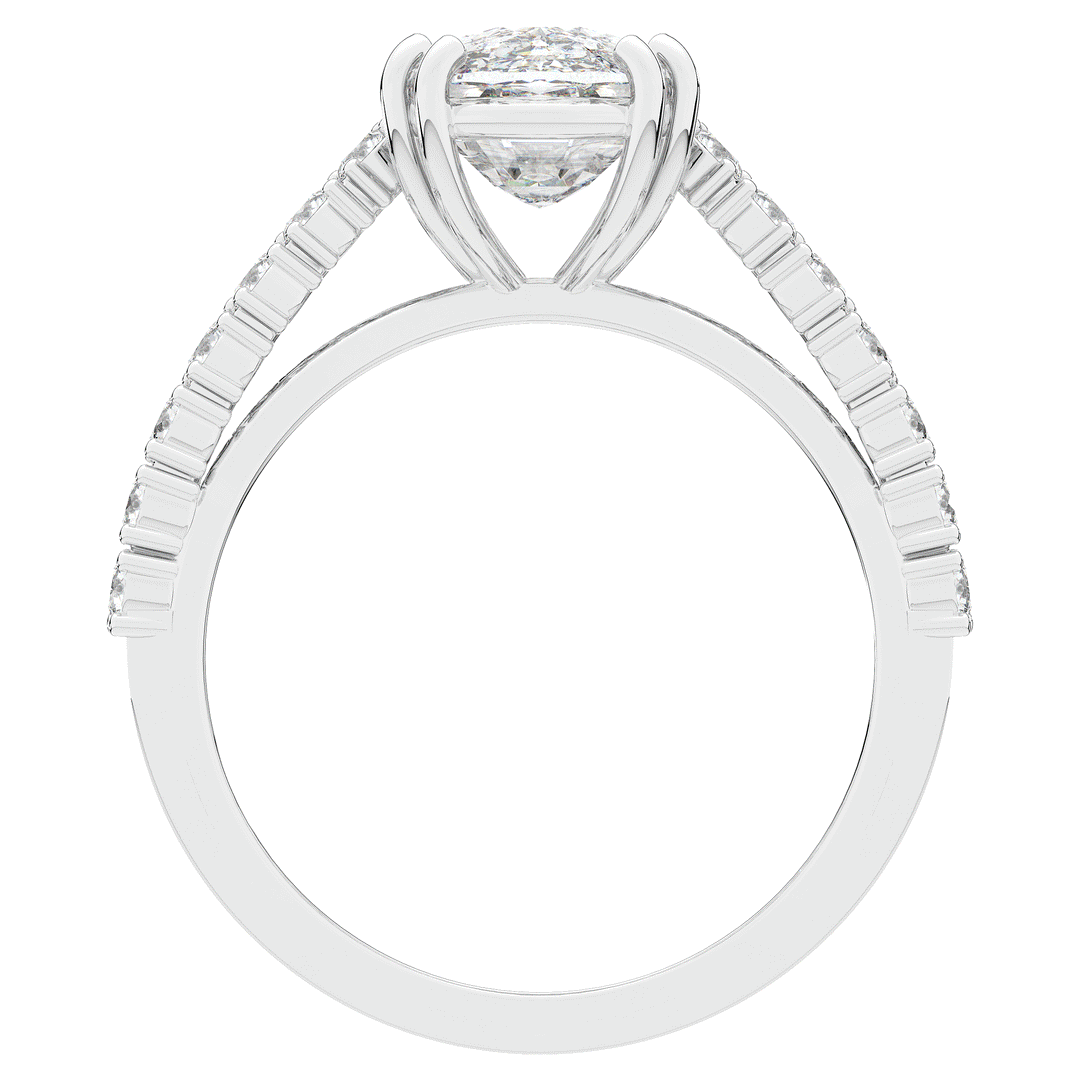 3.75CT.TW CUSHION LAB DIAMOND SPLIT BAND ENGAGEMENT RING - Nazarelle