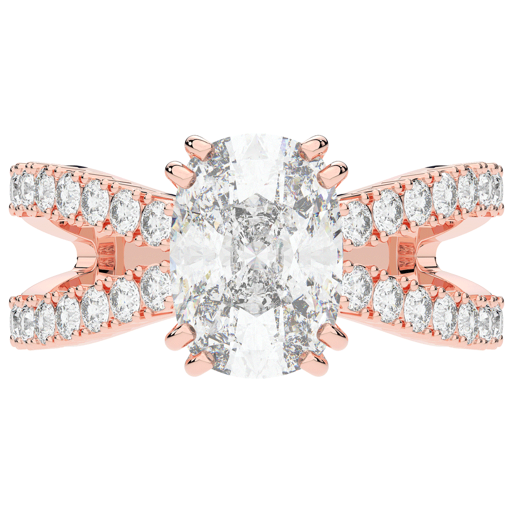 3.75CT.TW CUSHION LAB DIAMOND SPLIT BAND ENGAGEMENT RING - Nazarelle
