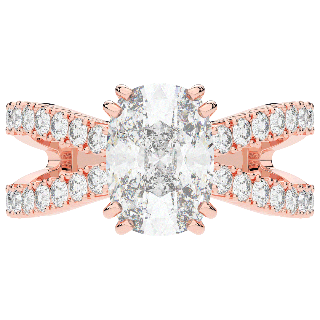 3.75CT.TW CUSHION LAB DIAMOND SPLIT BAND ENGAGEMENT RING - Nazarelle