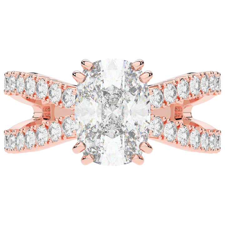 3.75CT.TW CUSHION LAB DIAMOND SPLIT BAND ENGAGEMENT RING - Nazarelle