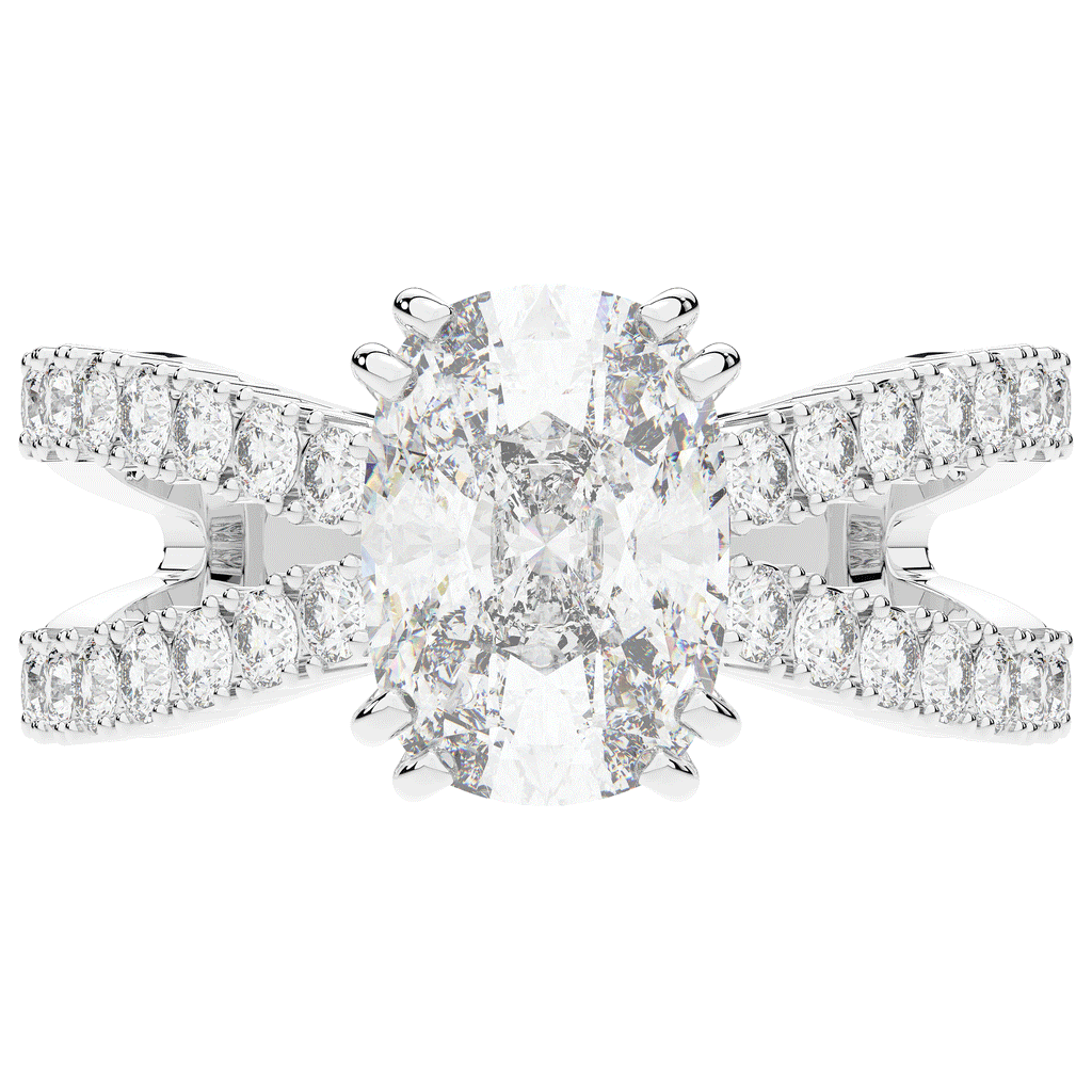 3.75CT.TW CUSHION LAB DIAMOND SPLIT BAND ENGAGEMENT RING - Nazarelle