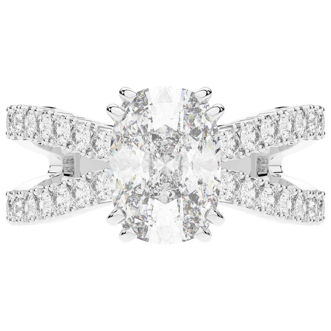 3.75CT.TW CUSHION LAB DIAMOND SPLIT BAND ENGAGEMENT RING - Nazarelle