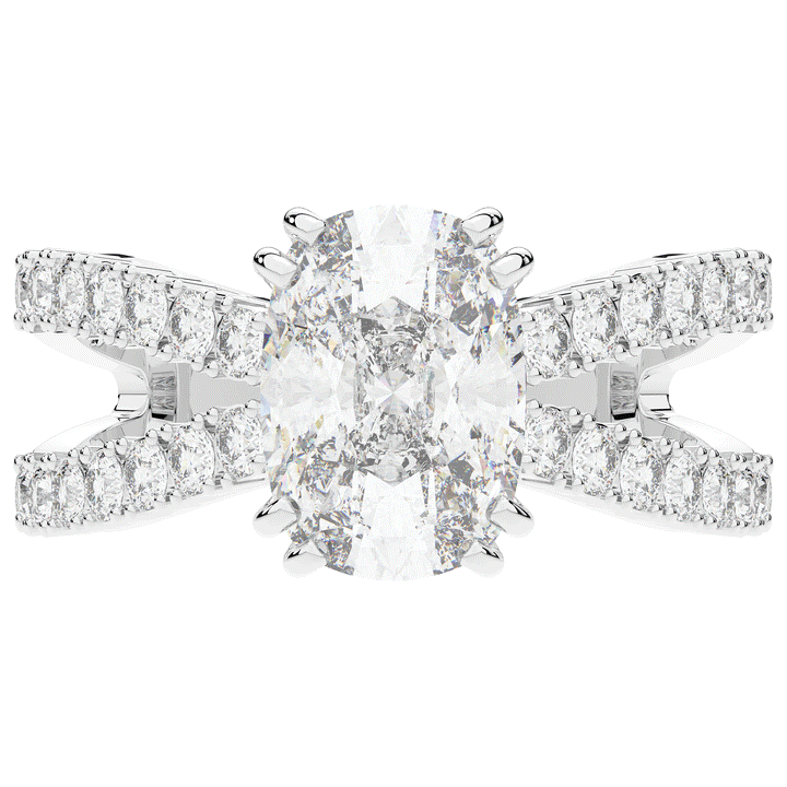 3.75CT.TW CUSHION LAB DIAMOND SPLIT BAND ENGAGEMENT RING - Nazarelle