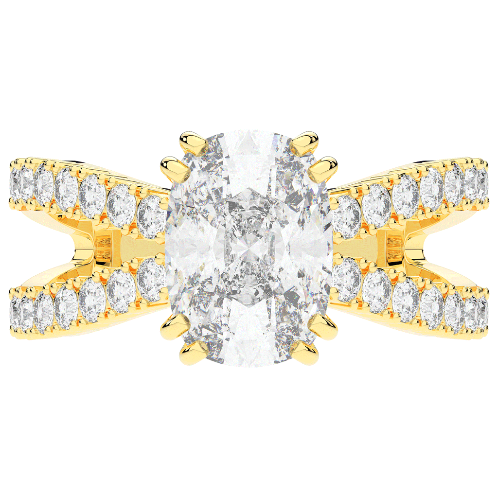 3.75CT.TW CUSHION LAB DIAMOND SPLIT BAND ENGAGEMENT RING - Nazarelle