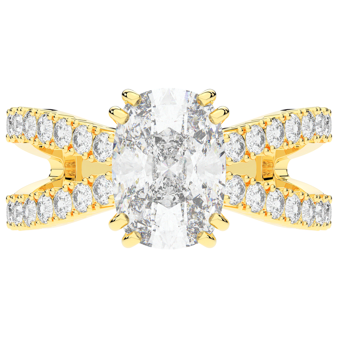 3.75CT.TW CUSHION LAB DIAMOND SPLIT BAND ENGAGEMENT RING - Nazarelle