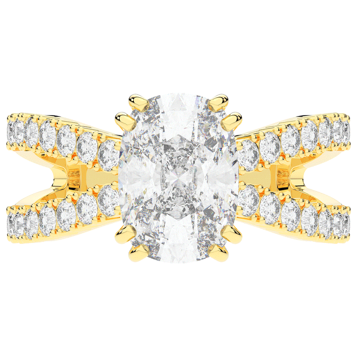 3.75CT.TW CUSHION LAB DIAMOND SPLIT BAND ENGAGEMENT RING - Nazarelle