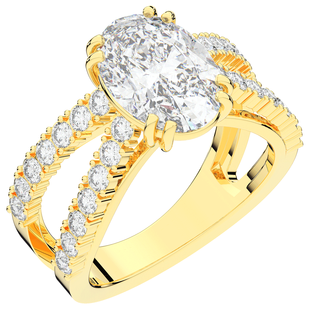 3.75CT.TW OVAL LAB DIAMOND SPLIT BAND ENGAGEMENT RING - Nazarelle