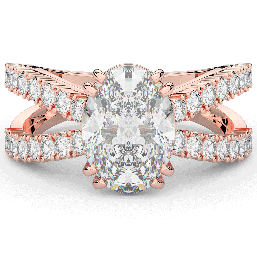 3.75CT.TW OVAL LAB DIAMOND SPLIT BAND ENGAGEMENT RING - Nazarelle