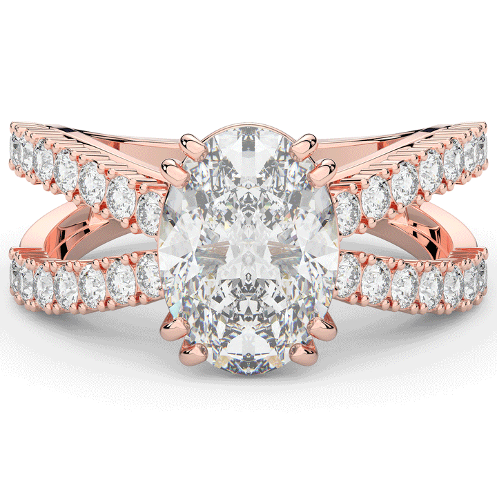 3.75CT.TW OVAL LAB DIAMOND SPLIT BAND ENGAGEMENT RING - Nazarelle
