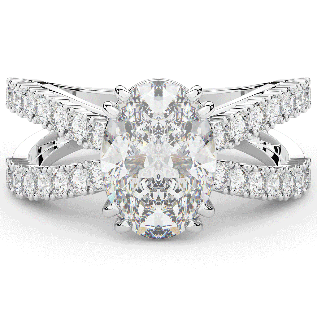 3.75CT.TW OVAL LAB DIAMOND SPLIT BAND ENGAGEMENT RING - Nazarelle