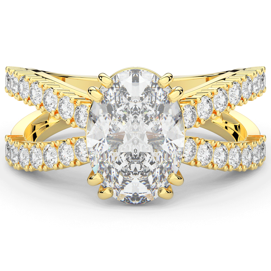 3.75CT.TW OVAL LAB DIAMOND SPLIT BAND ENGAGEMENT RING - Nazarelle