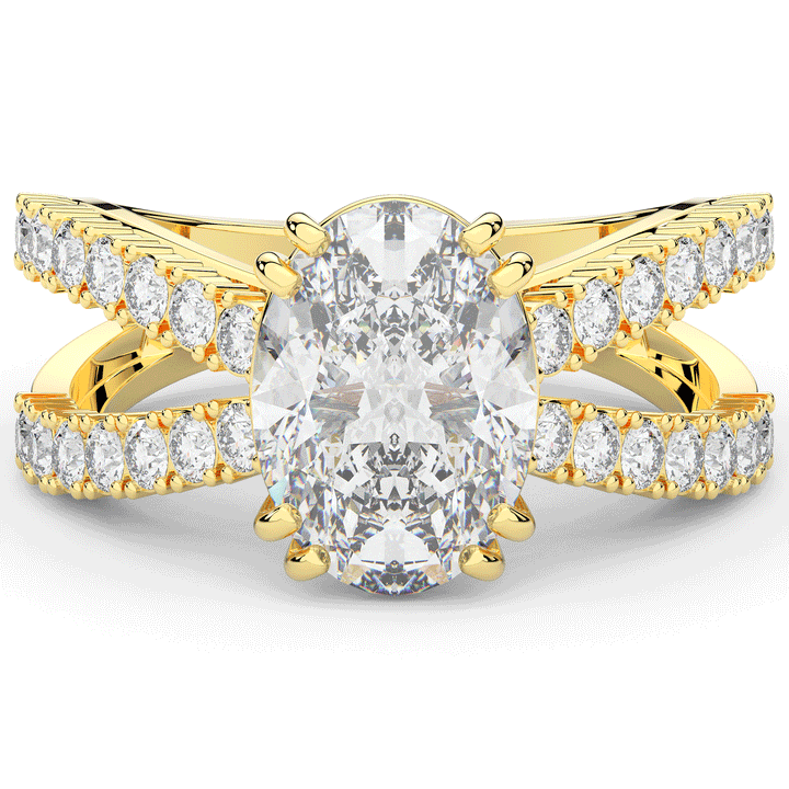 3.75CT.TW OVAL LAB DIAMOND SPLIT BAND ENGAGEMENT RING - Nazarelle