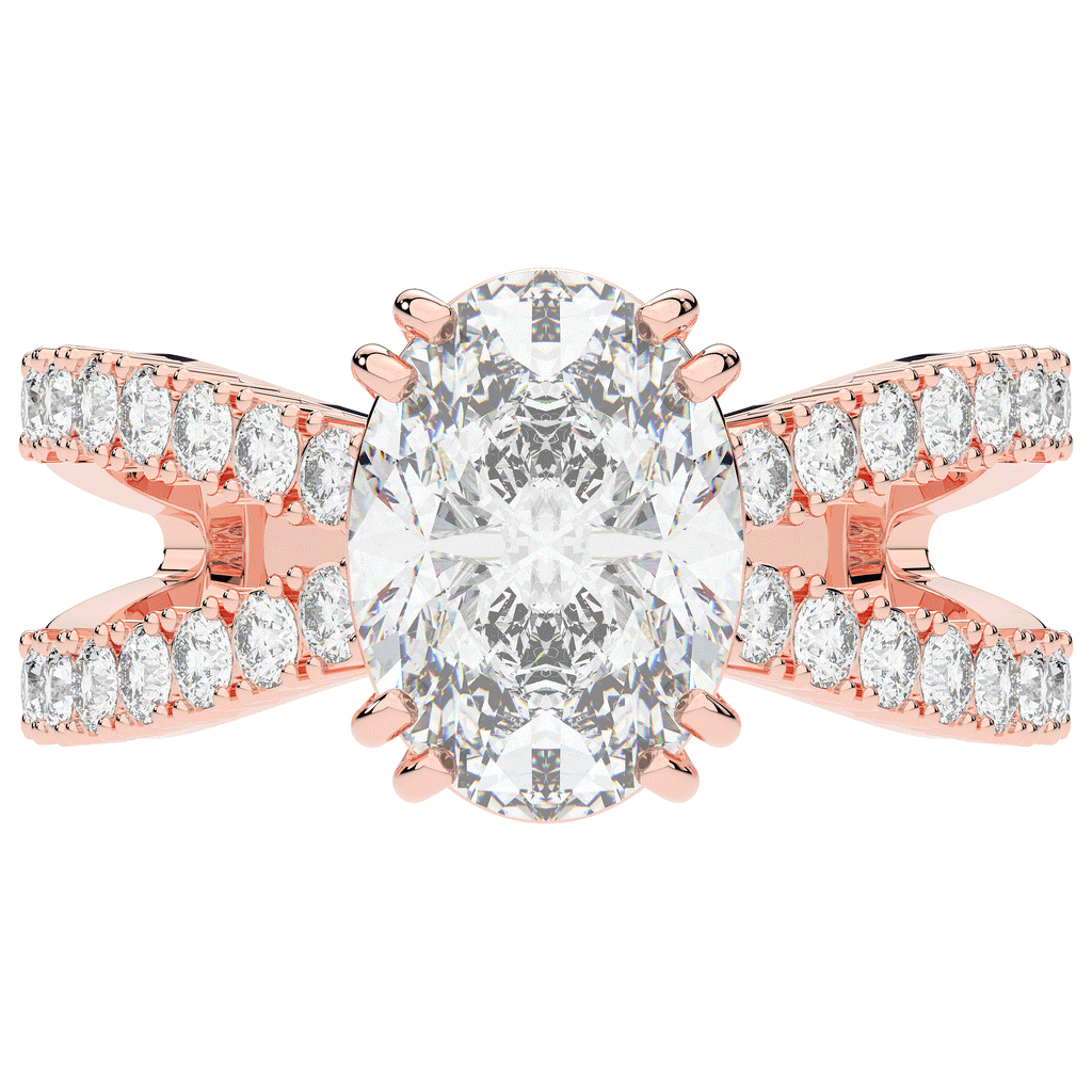 3.75CT.TW OVAL LAB DIAMOND SPLIT BAND ENGAGEMENT RING - Nazarelle