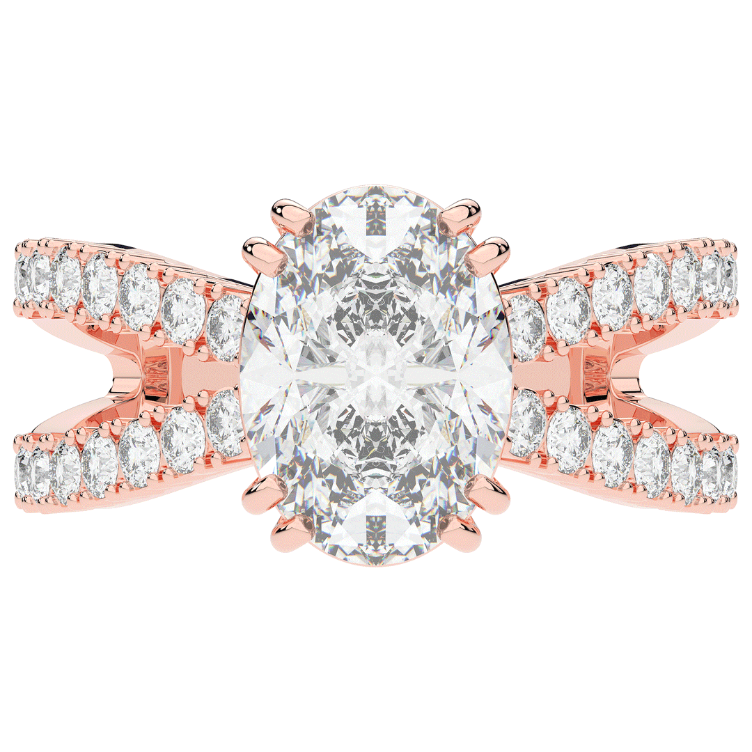 3.75CT.TW OVAL LAB DIAMOND SPLIT BAND ENGAGEMENT RING - Nazarelle