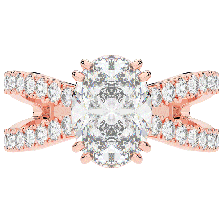 3.75CT.TW OVAL LAB DIAMOND SPLIT BAND ENGAGEMENT RING - Nazarelle