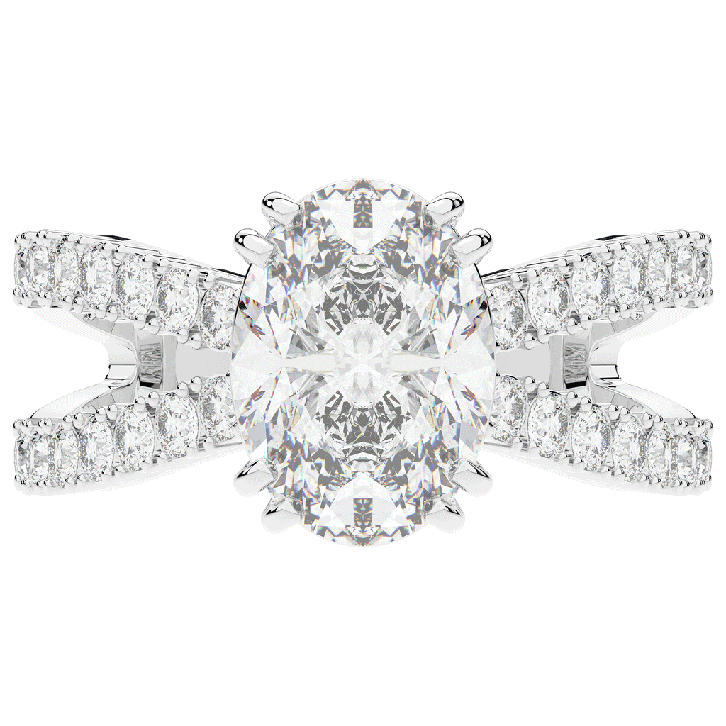 3.75CT.TW OVAL LAB DIAMOND SPLIT BAND ENGAGEMENT RING - Nazarelle