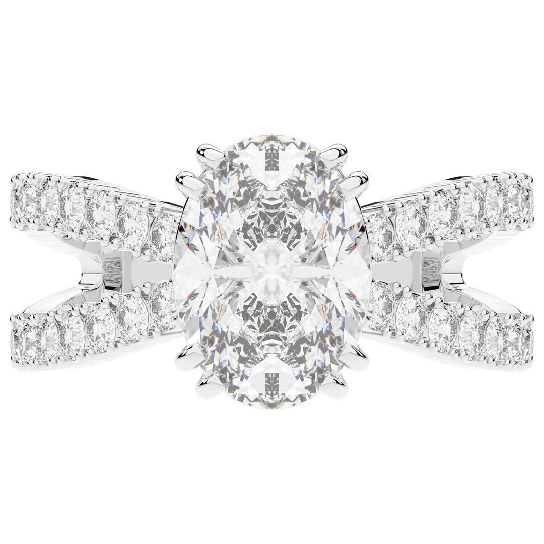 3.75CT.TW OVAL LAB DIAMOND SPLIT BAND ENGAGEMENT RING - Nazarelle